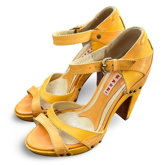 Marni Yellow Rivet Chunky Heeled Sandal EU 36.5 - Picture 1 of 8